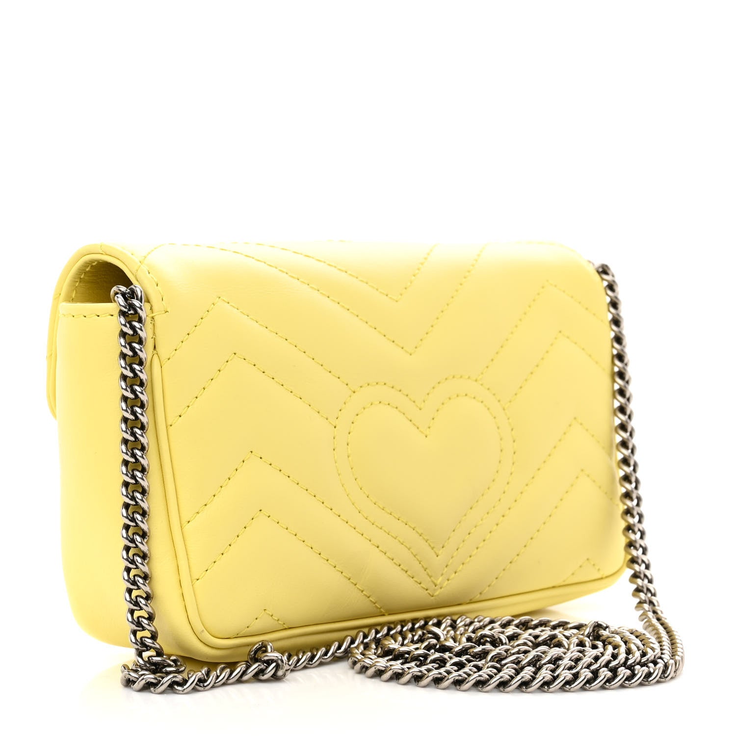 Gucci Calfskin Matelasse Super Mini GG Marmont Shoulder Bag Banana 3 of 10