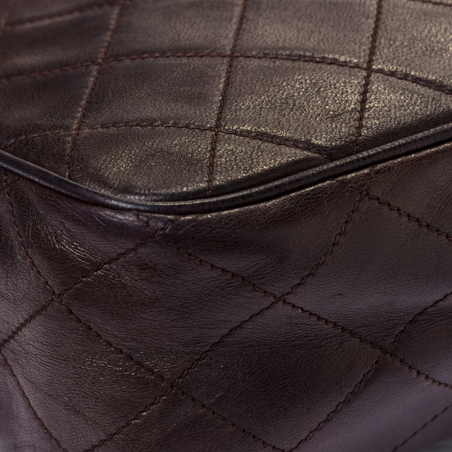 Lambskin Quilted Tassel Camera Bag Brown