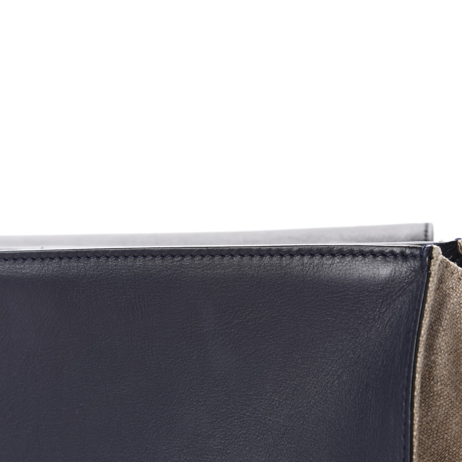 Celine Smooth Calfskin Linen Medium Tri-Color Trapeze Black Navy Blue 9 of 13