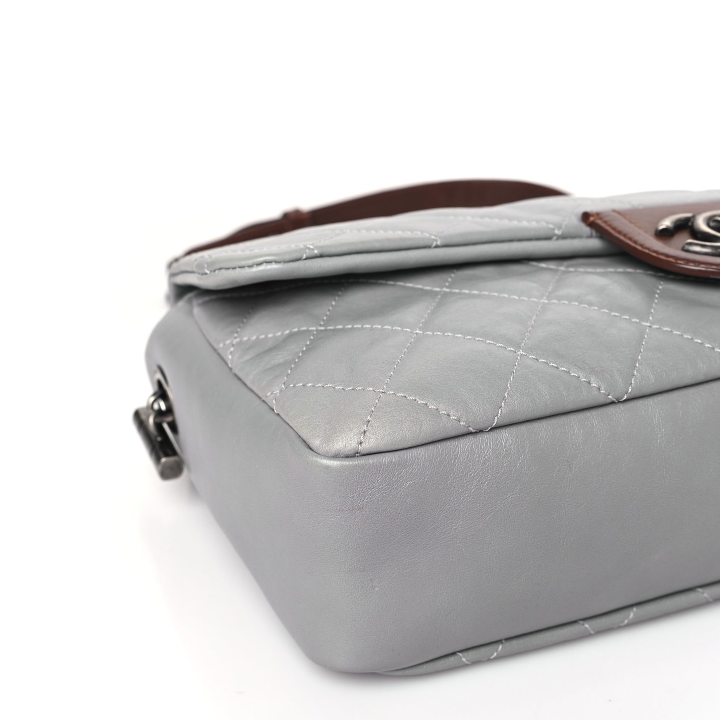 Calfskin Large Country Chic Flap Grey