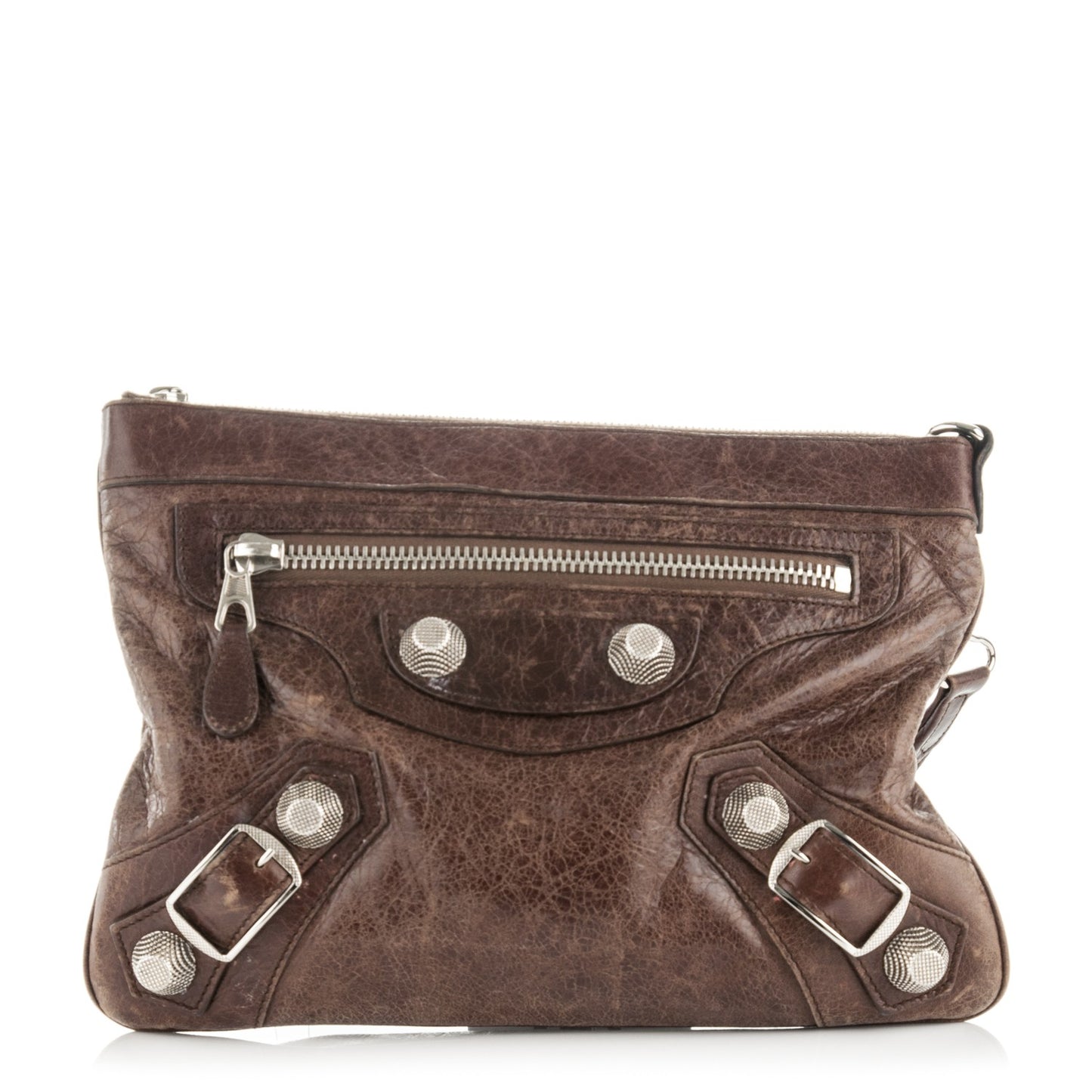 Agneau Giant 21 Silver Hardware Flat Handle Clutch