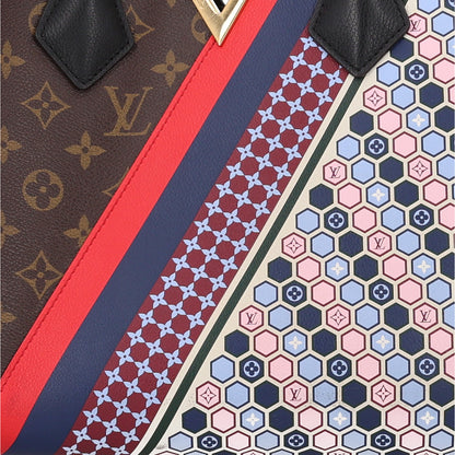 Louis Vuitton Calfskin Monogram Kimono Tote MM Rouge Navy 8 of 10