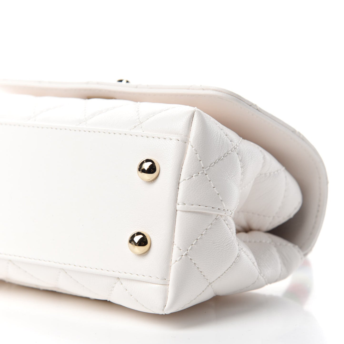 Goatskin Quilted Extra Mini Rainbow Coco Handle Flap White