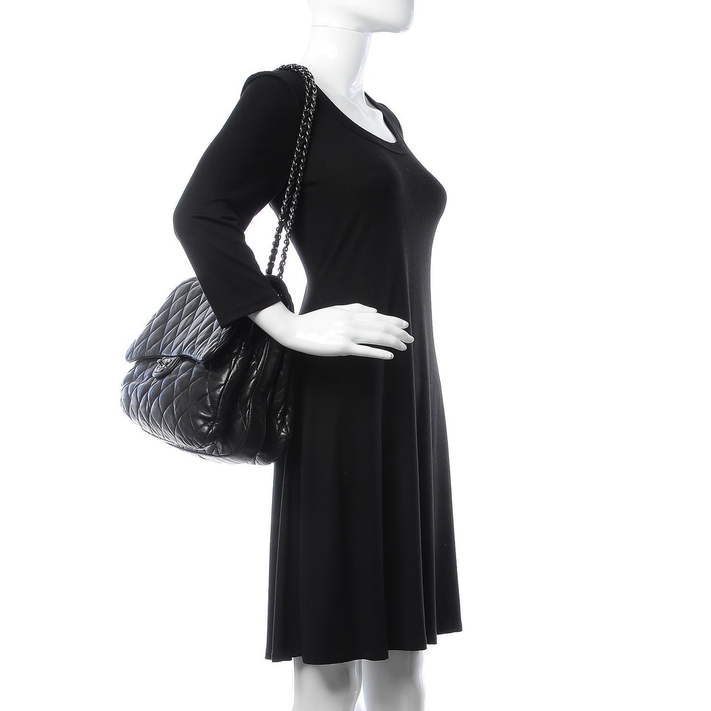 Lambskin Quilted 3 Maxi Flap Bag Black