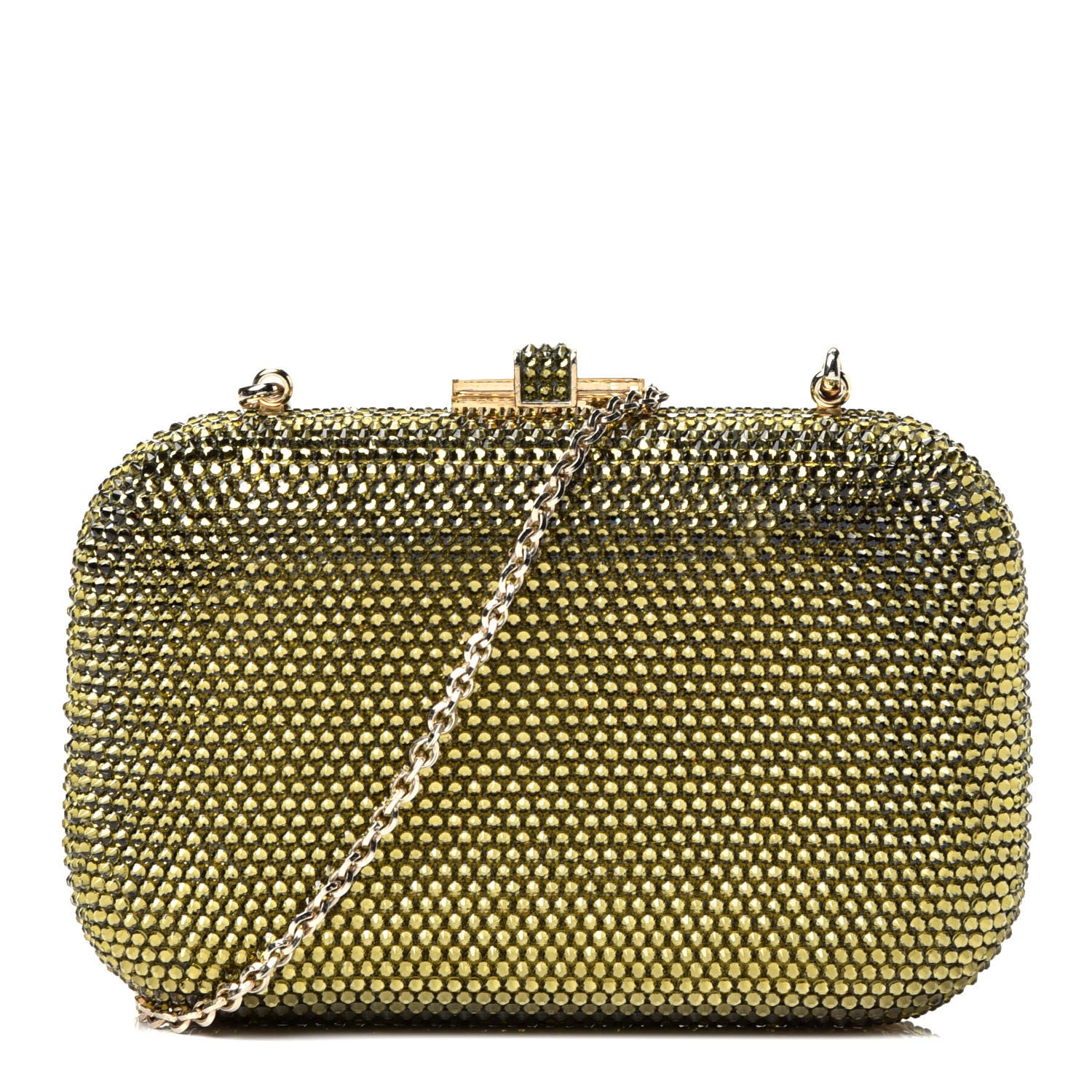 Judith Leiber Swarovski Crystal Minaudiere Clutch Gold 1 of 13