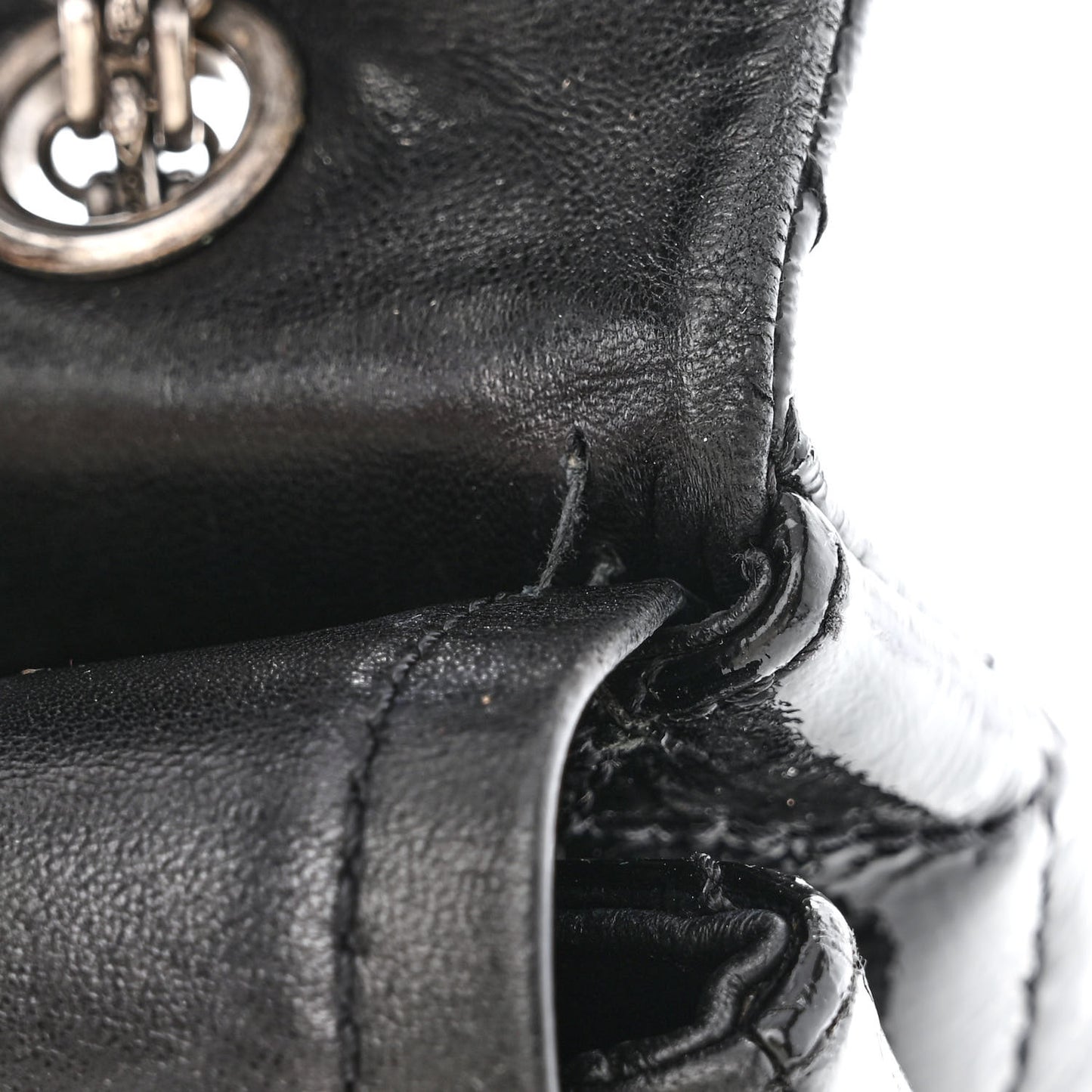 Distressed Patent Quilted 2.55 Reissue 227 Flap Black