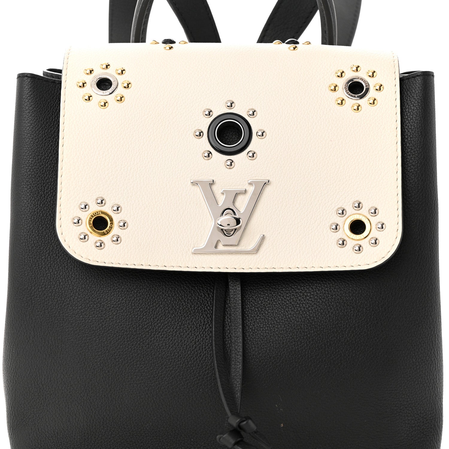 Louis Vuitton Calfskin Mechanical Flowers Lockme Backpack Black White 8 of 12