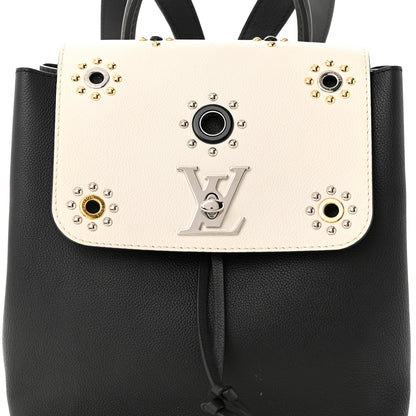 Louis Vuitton Calfskin Mechanical Flowers Lockme Backpack Black White 8 of 12