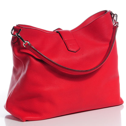 Fendi Vitello Small Clasp Top Hobo Bag Red 3 of 10