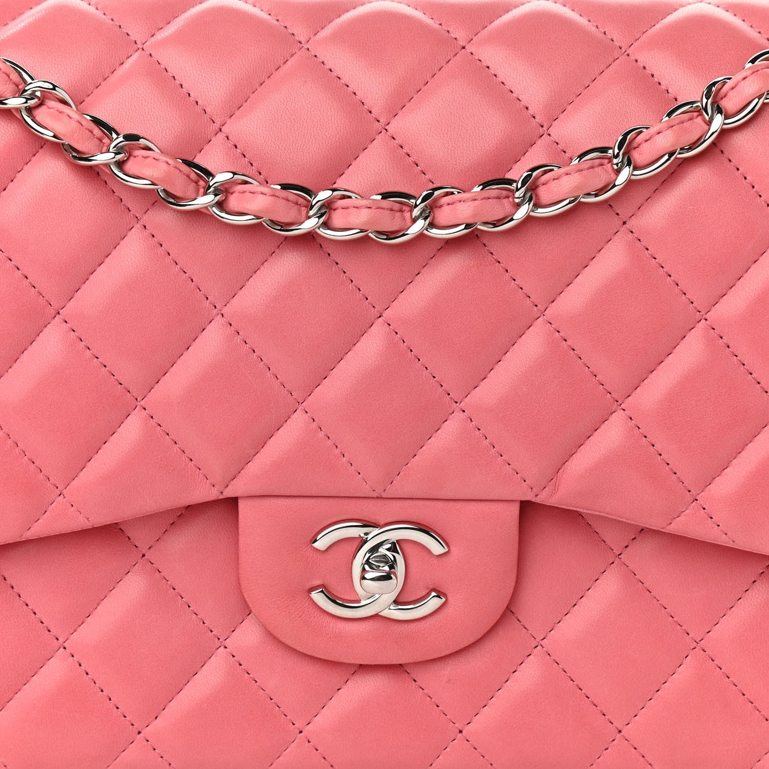 Chanel Lambskin Quilted Jumbo Double Flap Pink 8 of 15