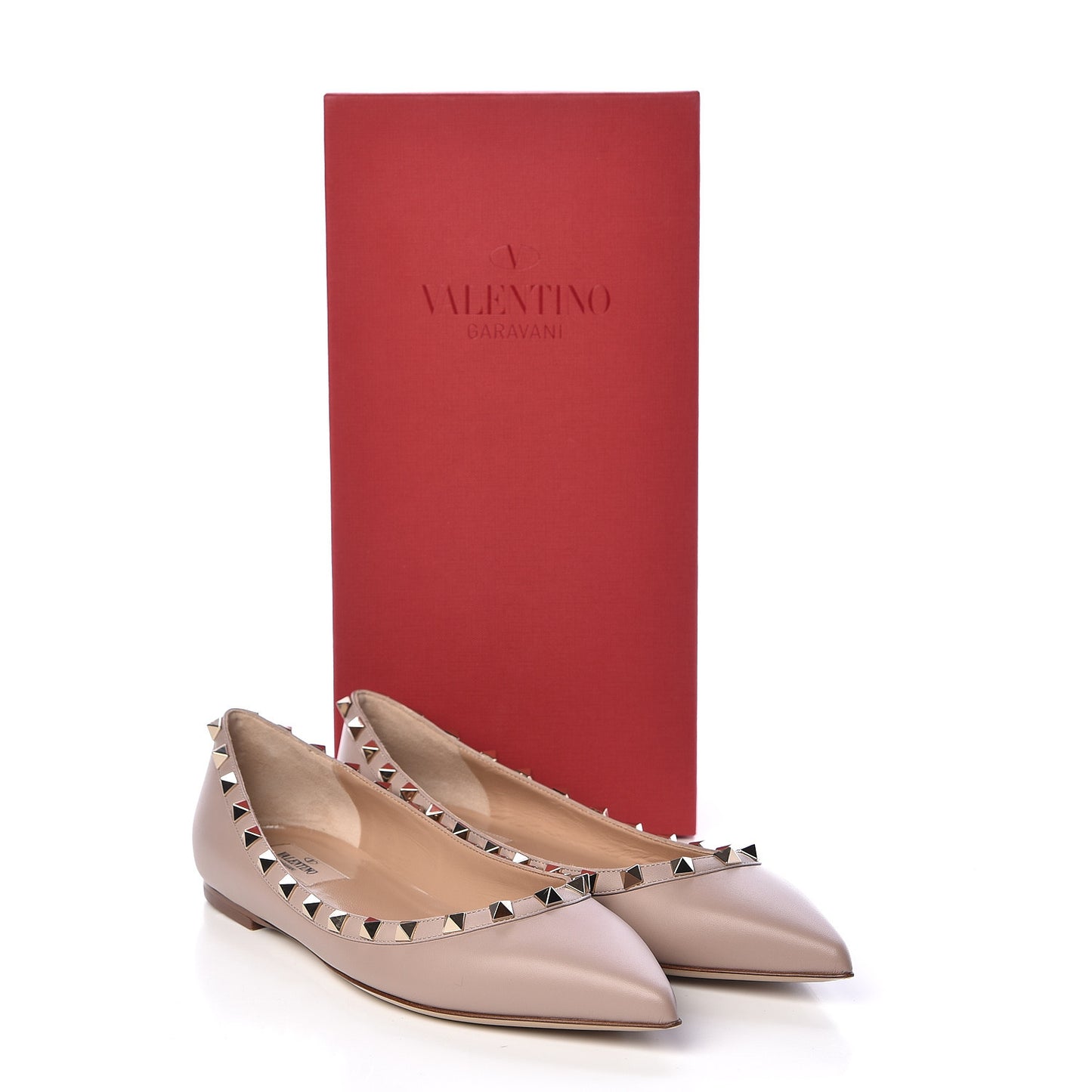 Nappa Rockstud Ballerina Flats 39 Poudre