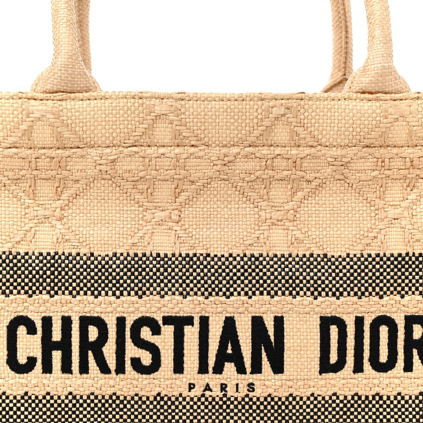CHRISTIAN DIOR Raffia Cannage Medium Book Tote Natural
