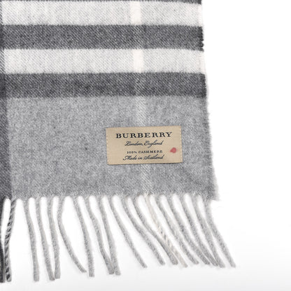 Burberry Cashmere Giant Check Fringe Scarf Pale Grey 3 of 3
