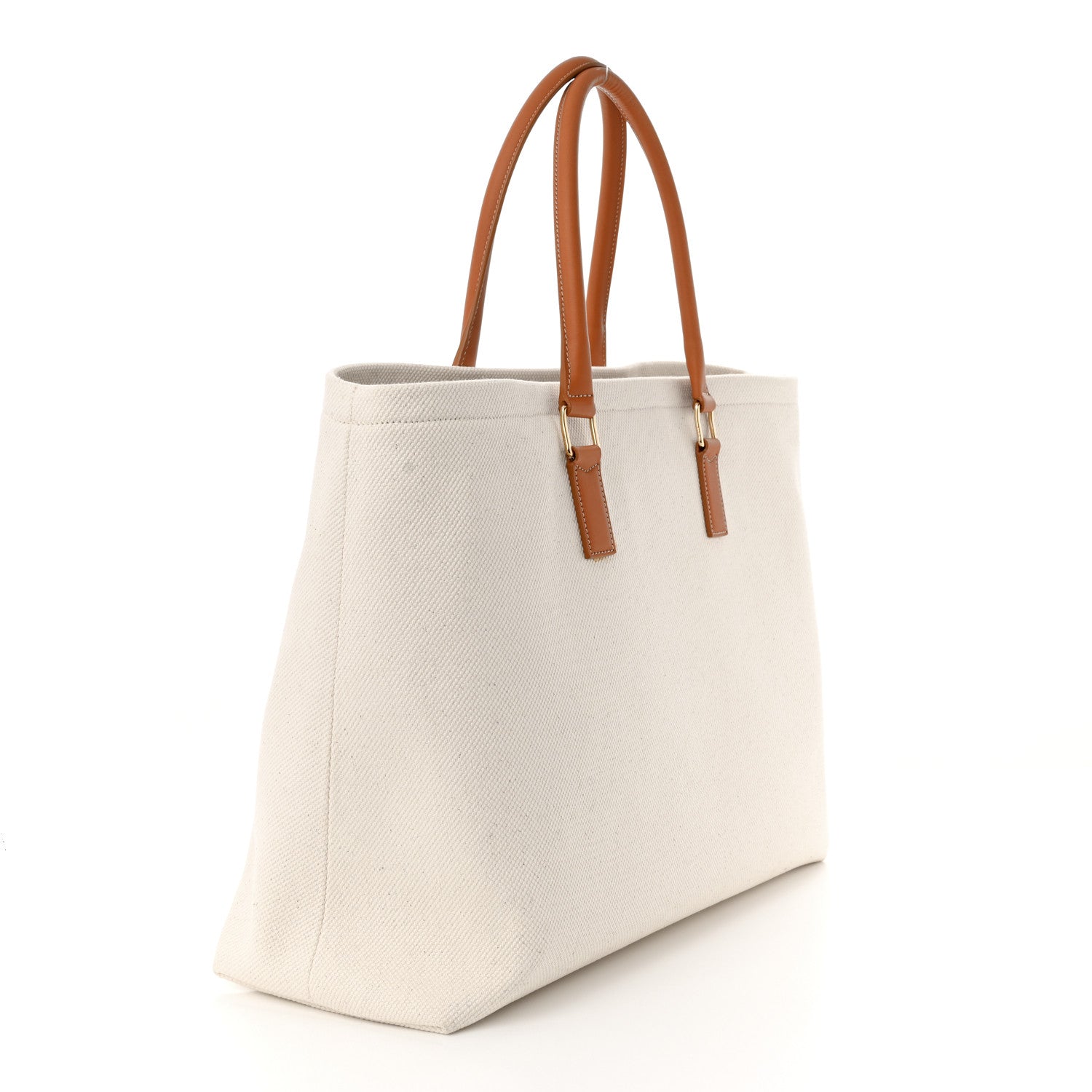 Celine Canvas Calfskin Horizontal Cabas Natural Tan 3 of 11