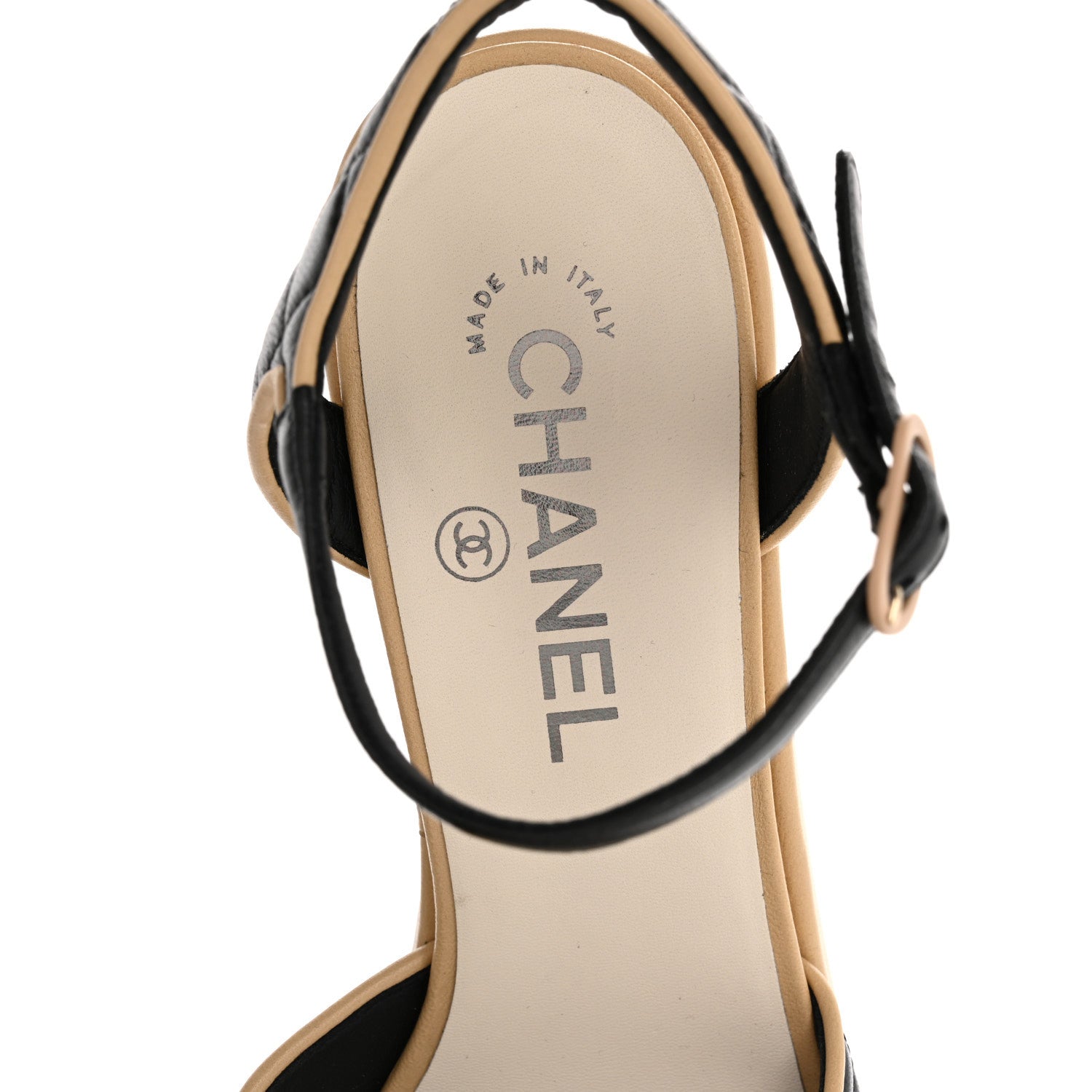Chanel Lambskin Laminated Lambskin Quilted CC Sandal 38.5 Black 7 of 12