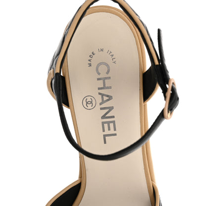 Chanel Lambskin Laminated Lambskin Quilted CC Sandal 38.5 Black 7 of 12
