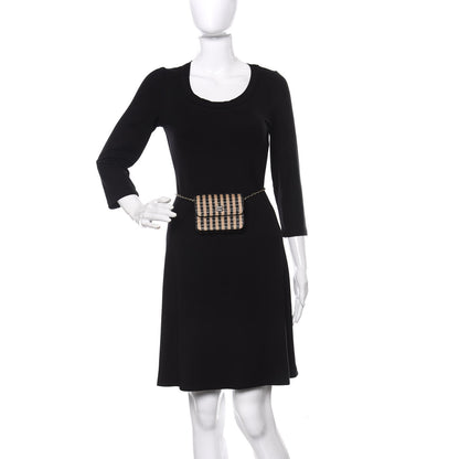 Chanel Raffia Jute Striped Belt Bag Black Beige 2 of 11
