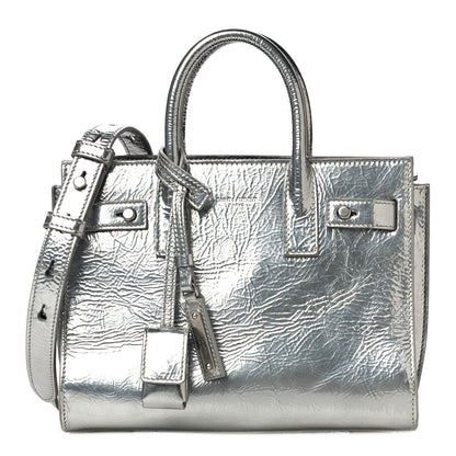 Saint Laurent Metallic Crinkled Calfskin Nano Supple Sac De Jour Silver 1 of 17