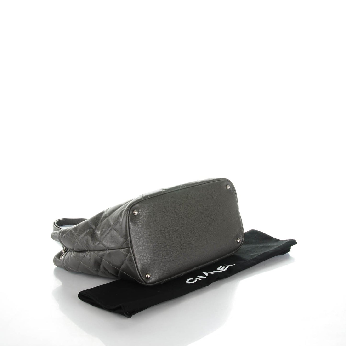 Caviar Quilted Timeless CC Soft Tote Dark Grey
