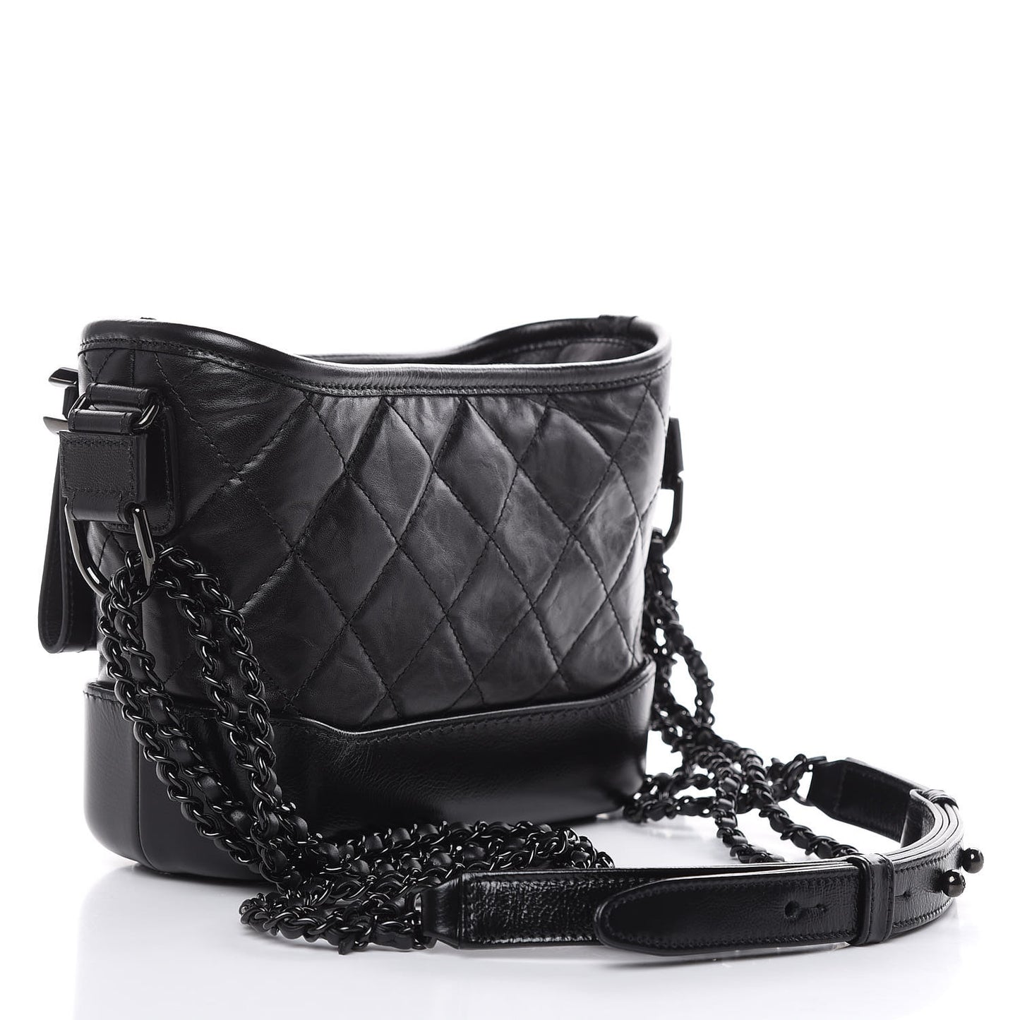 Aged Calfskin Quilted Small Gabrielle Hobo Black