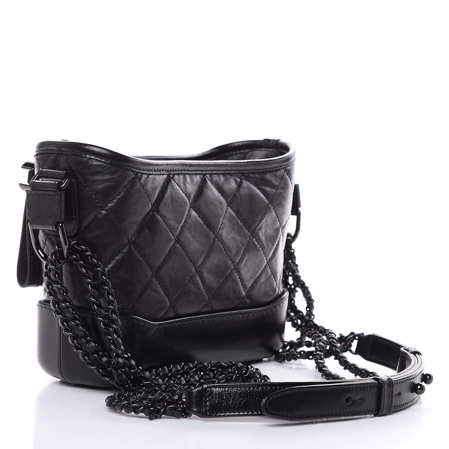Chanel Aged Calfskin Quilted Small Gabrielle Hobo Black 3 of 9