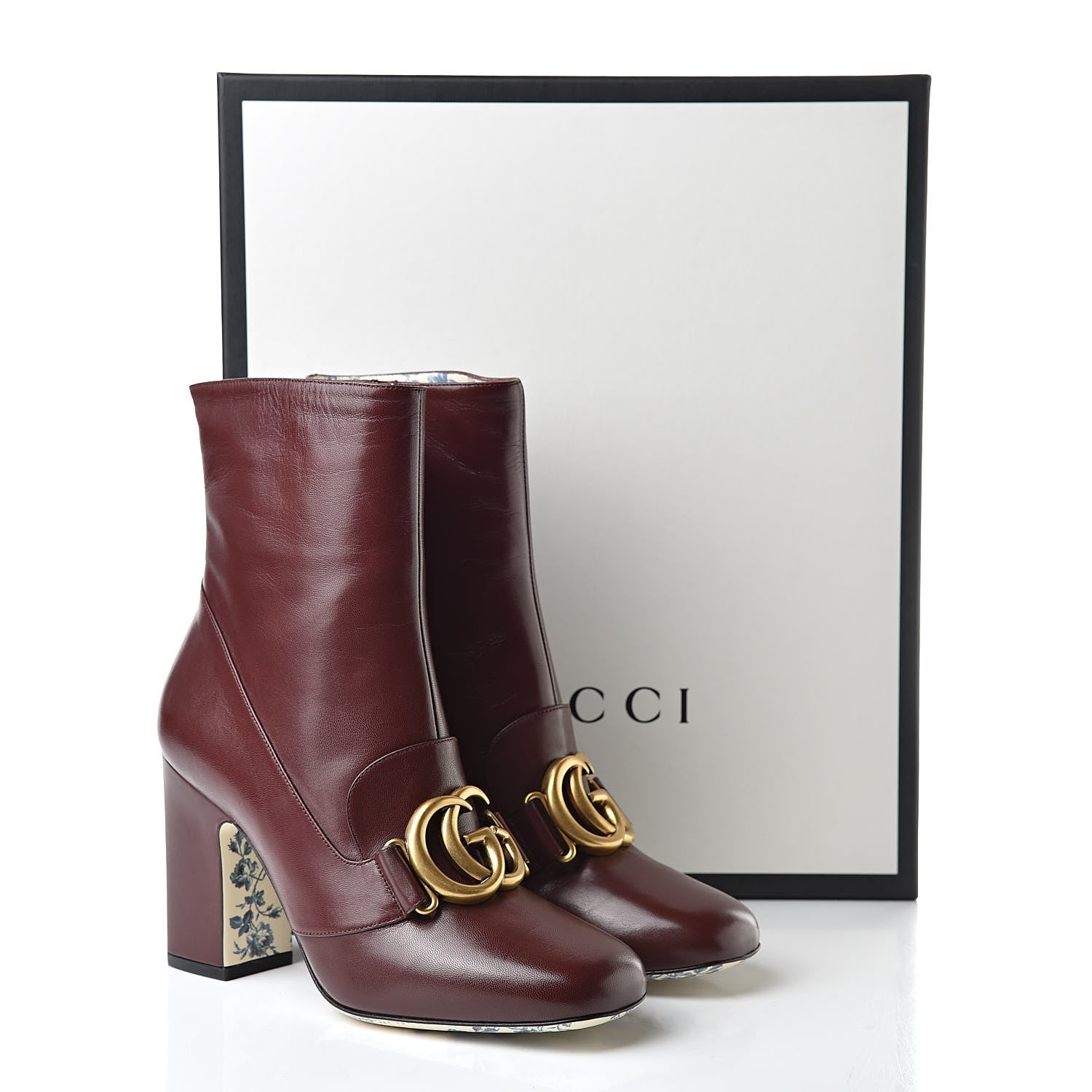 Gucci Malaga Kid GG Victoire 95mm Ankle Boots 37 Vintage Bordeaux 8 of 8