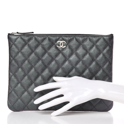 Chanel Iridescent Caviar Quilted Medium Cosmetic Case Black 2 of 10