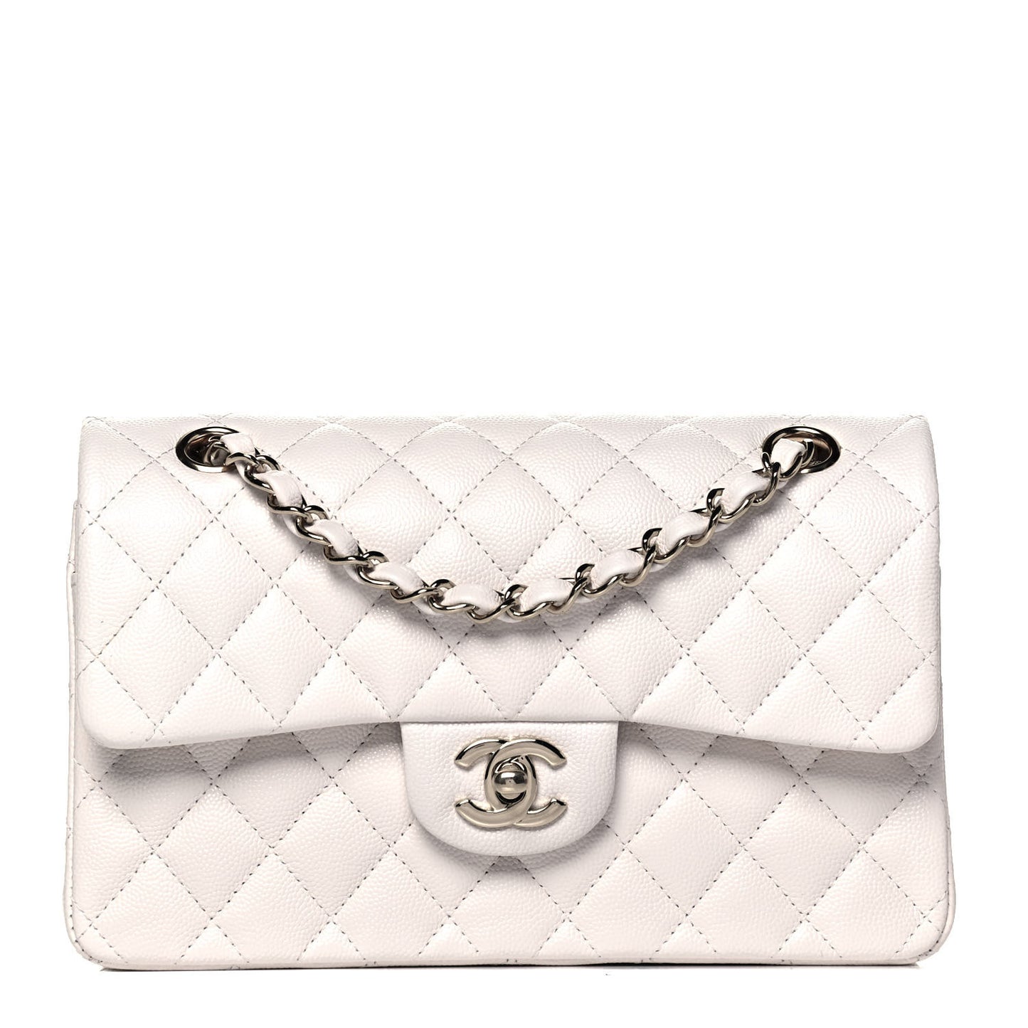 Caviar Quilted Small Double Flap White