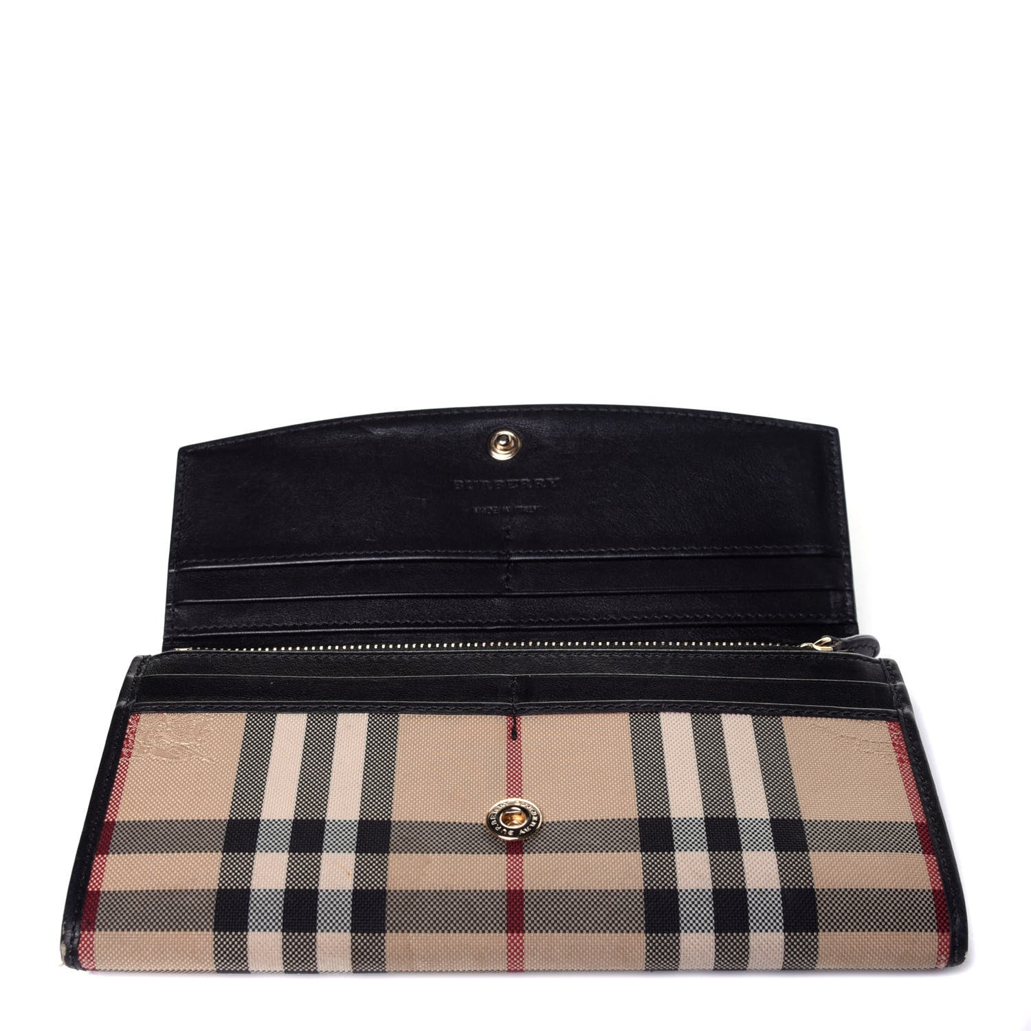 Burberry Calfskin Horseferry Check Porter Continental Wallet Black 11 of 12