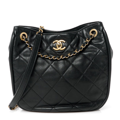 Chanel Shiny Lambskin Quilted Fashion Therapy Hobo Black 1 of 13