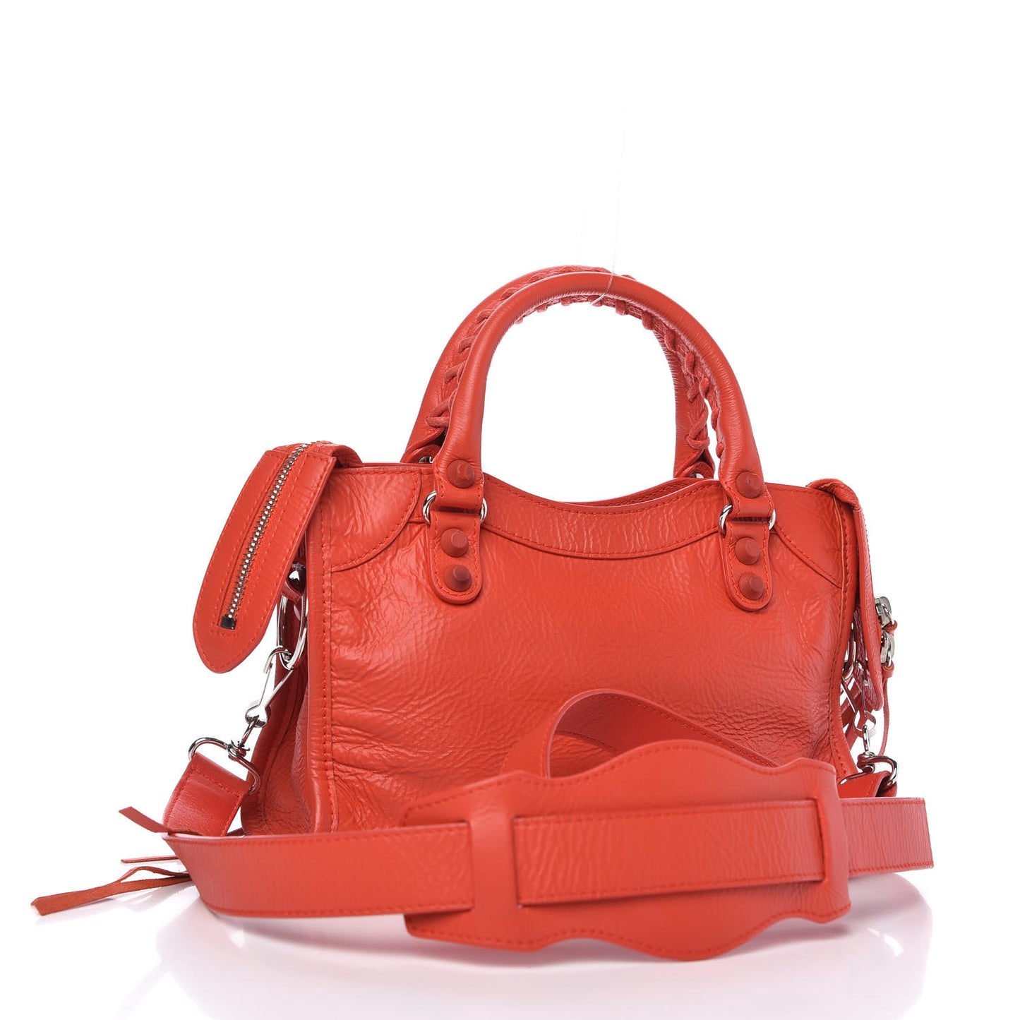 Matte Goatskin Rubber Covered Classic Hardware Mini City Rouge Coquelicot Rouge Braise