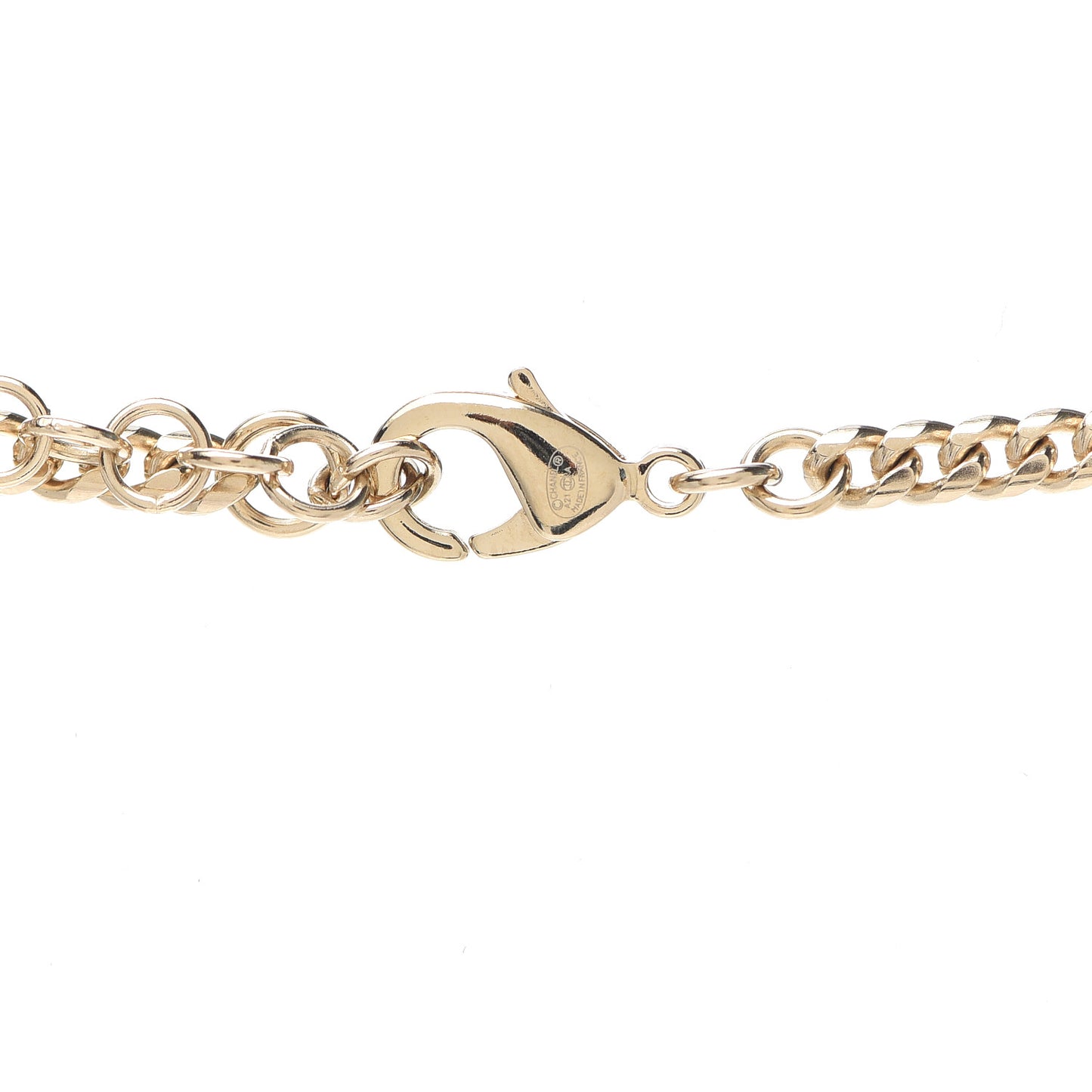 Pearl Crystal Chain CC Necklace Gold