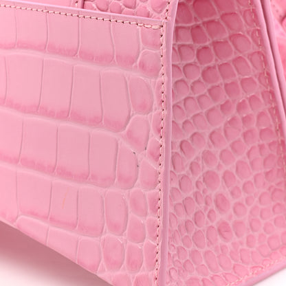 Balenciaga Shiny Calfskin Crocodile Embossed Small Hourglass Top Handle Bag Candy Pink 14 of 14