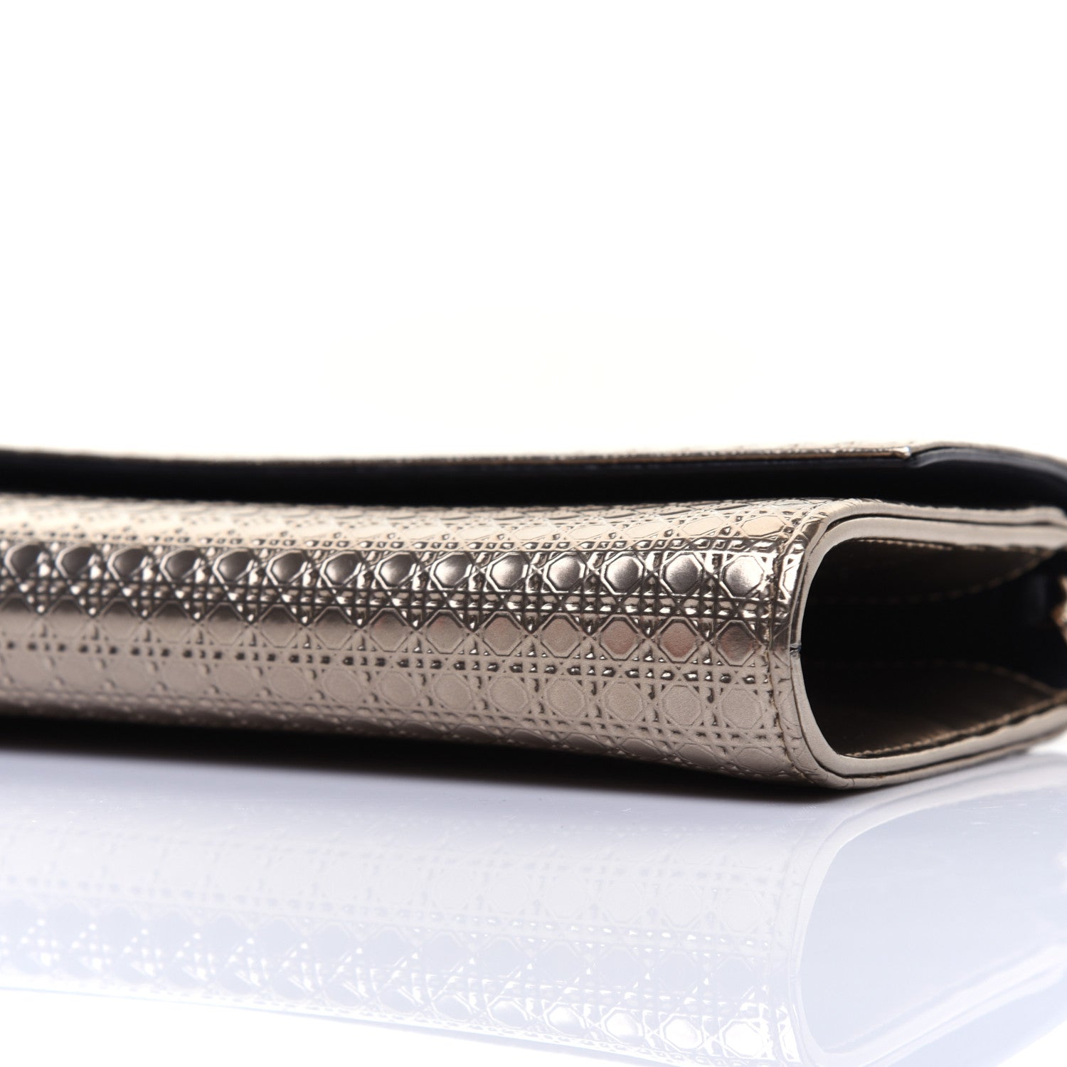 Christian Dior Metallic Patent Micro-Cannage Lady Dior Croisiere Chain Wallet Champagne 7 of 11