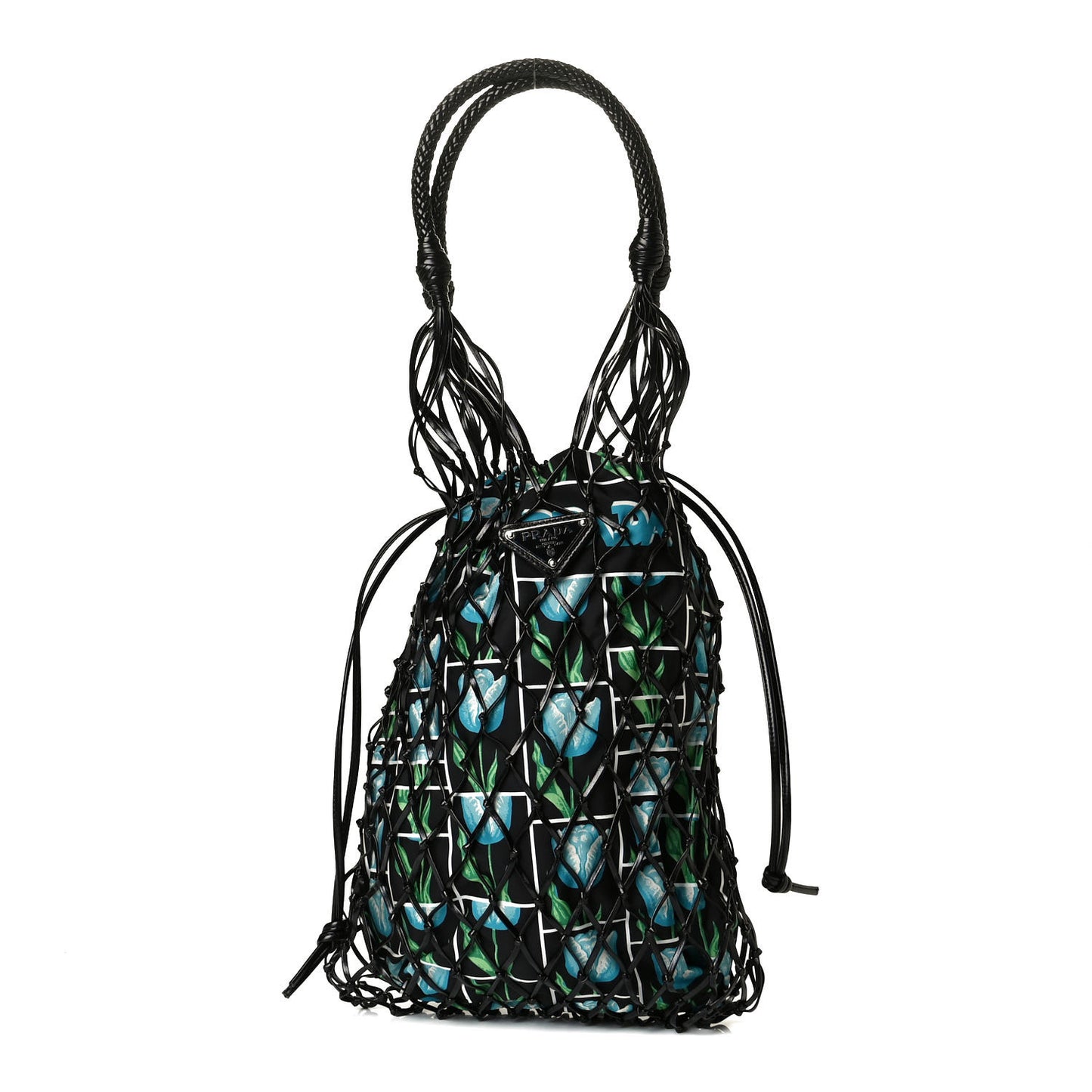 Tessuto Nylon Floral Print Net Tote Black Multicolor