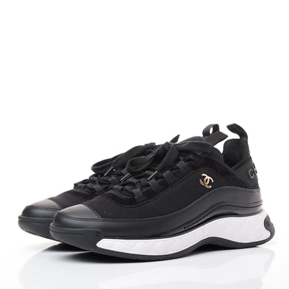 Chanel Velvet Calfskin Mixed Fibers CC Sneakers 41 Black 4 of 13