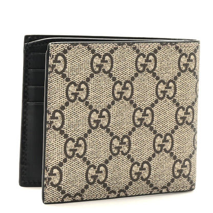 Gucci GG Supreme Monogram Selleria Calfskin Tiger Nice Bi-Fold Wallet Beige Ebony Multicolor Black 3 of 7
