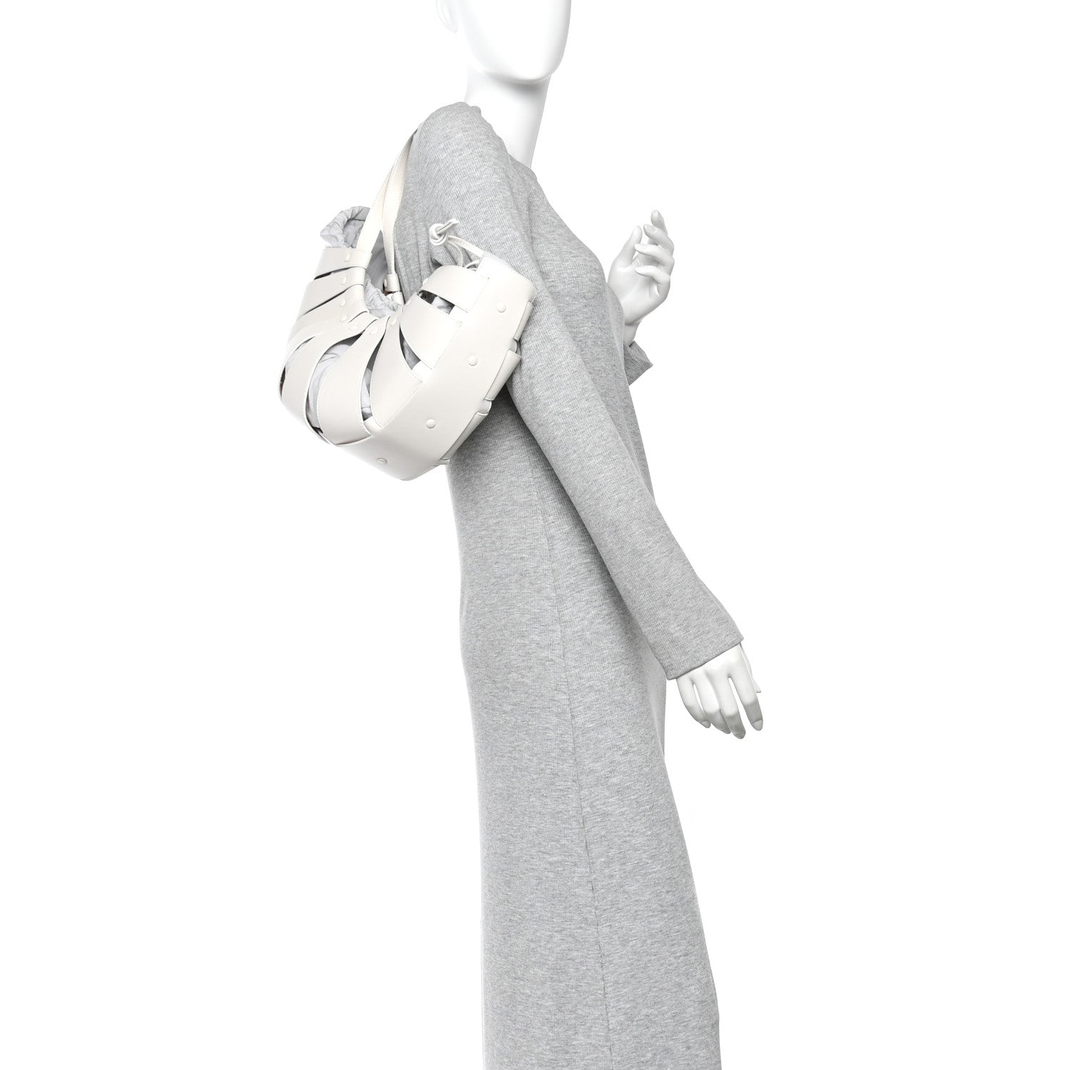 Bottega Veneta French Calfskin Shell Bag White Frost 2 of 10
