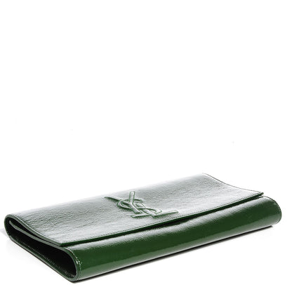 Saint Laurent Distressed Patent Large Belle De Jour Clutch Green 4 of 6