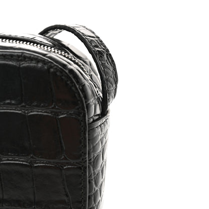 Balenciaga Shiny Calfskin Logo Crocodile Embossed XS Everyday Camera Bag Black 12 of 12