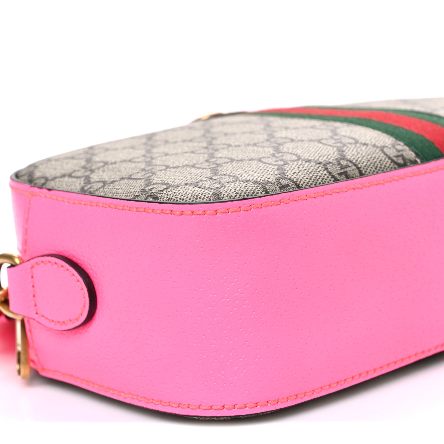 Gucci GG Supreme Monogram Textured Dollar Calfskin Web Ophidia Small Crossbody Bag Beige Ebony Fuchsia 9 of 10