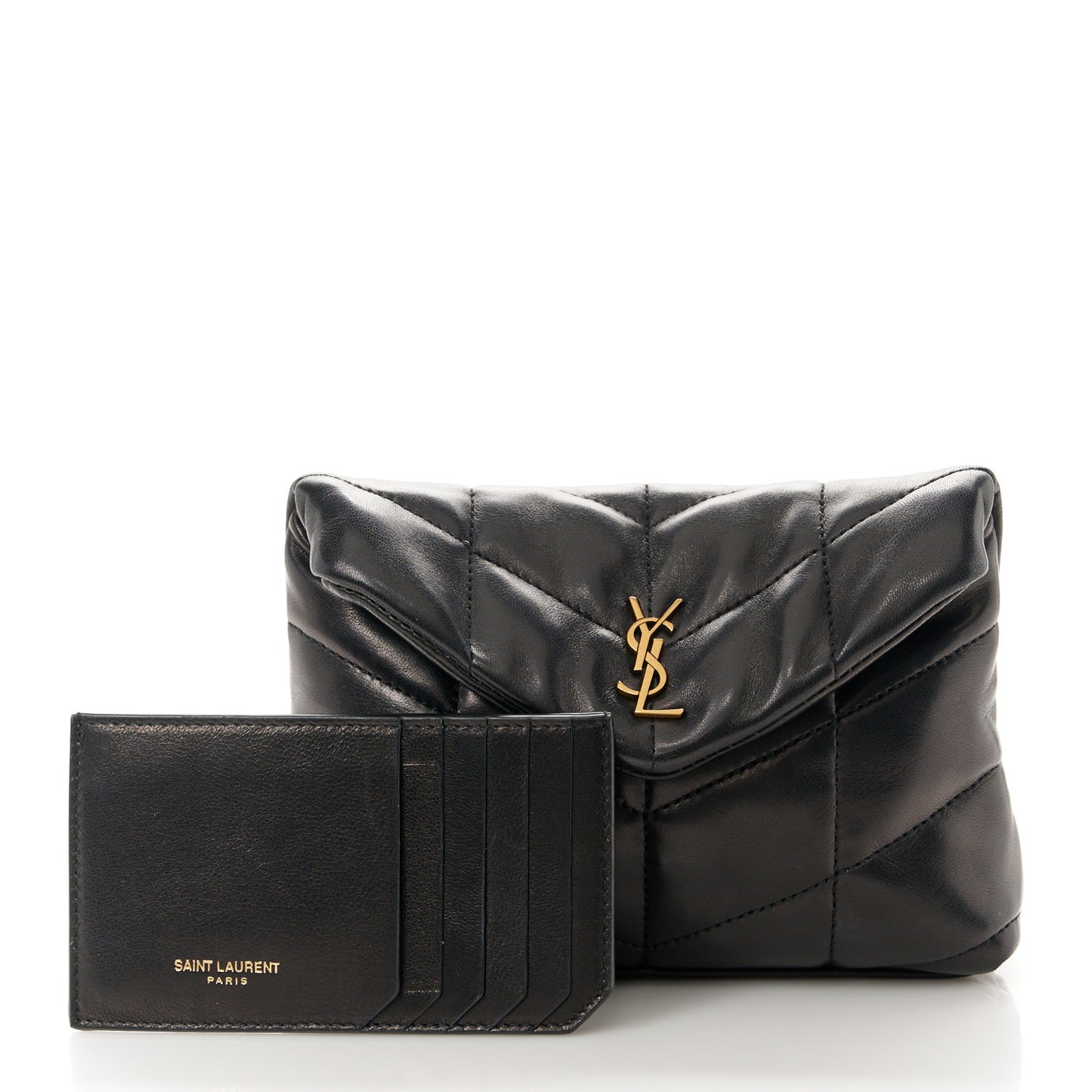 Lambskin Monogram Loulou Puffer Pouch Clutch Black