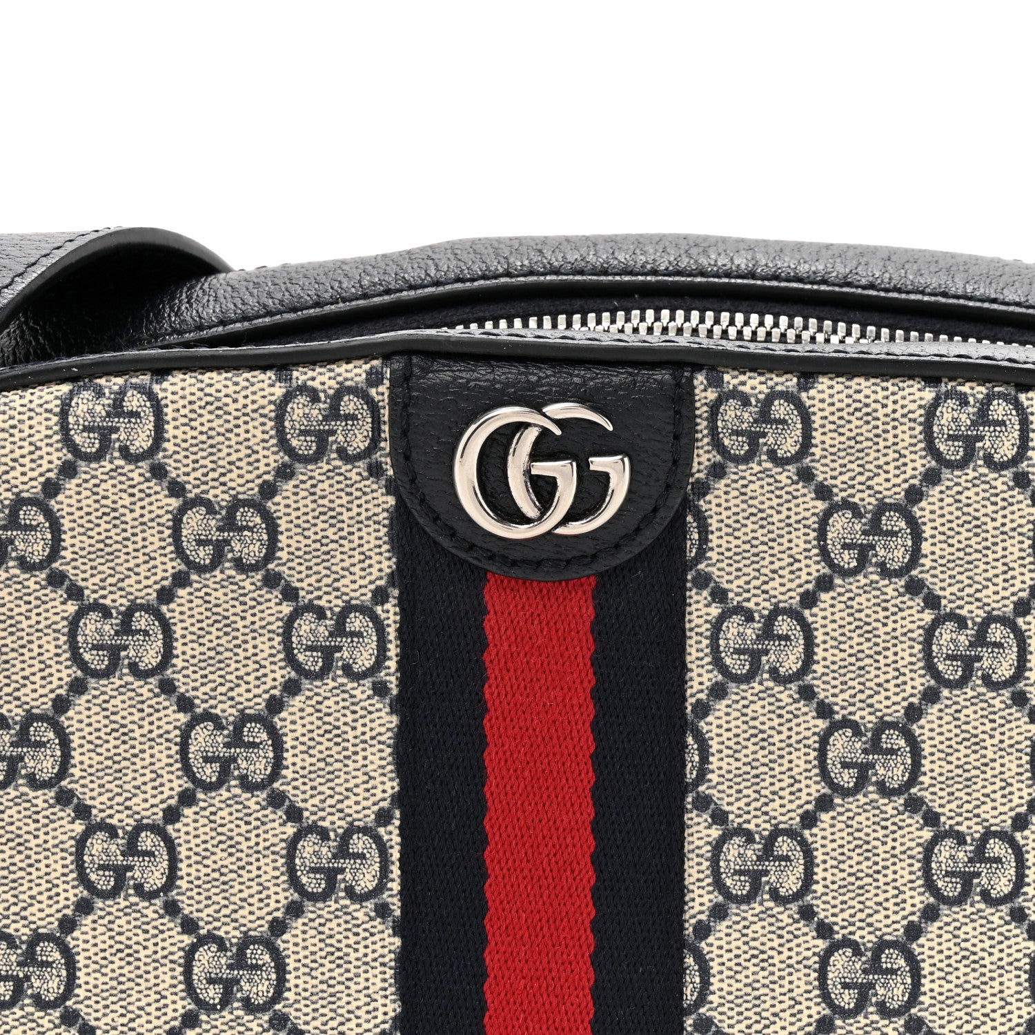 Gucci GG Supreme Monogram Textured Dollar Calfskin Web Small Ophidia Camera Bag Beige Blue 8 of 11