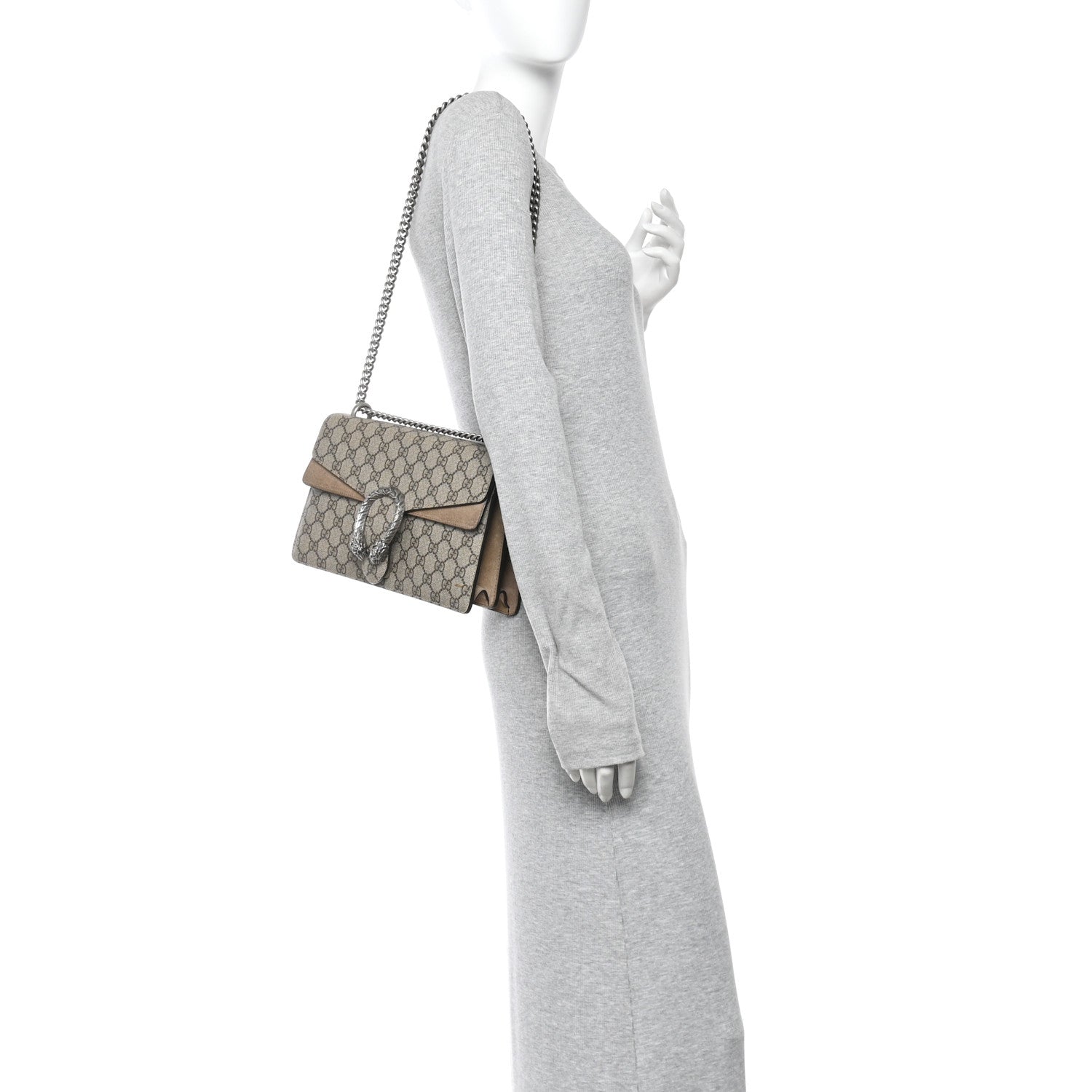 Gucci GG Supreme Monogram Small Dionysus Shoulder Bag Taupe 2 of 14