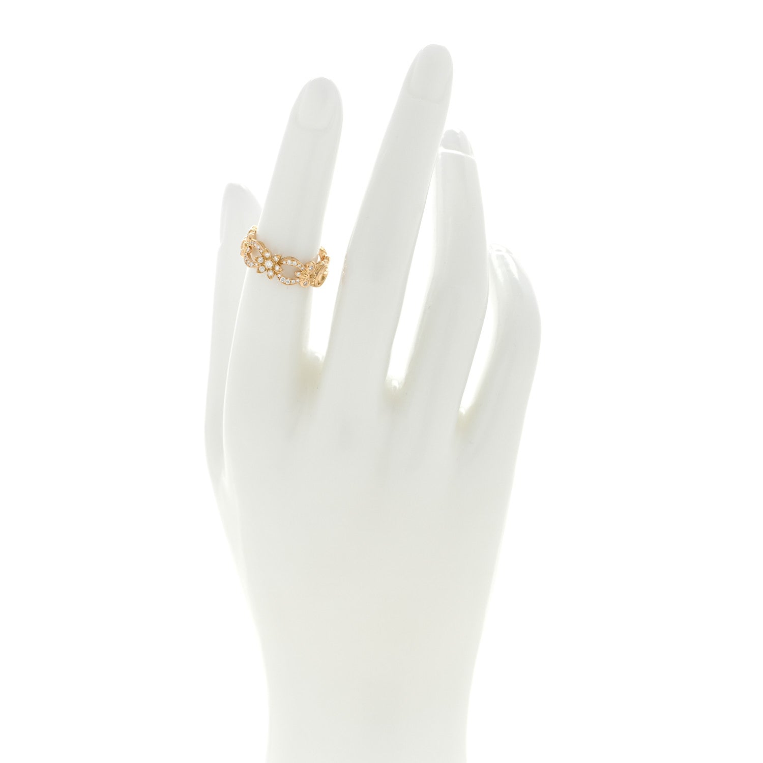 Gucci 18K Yellow Gold Diamond Flora Ring 50 5.5 2 of 4