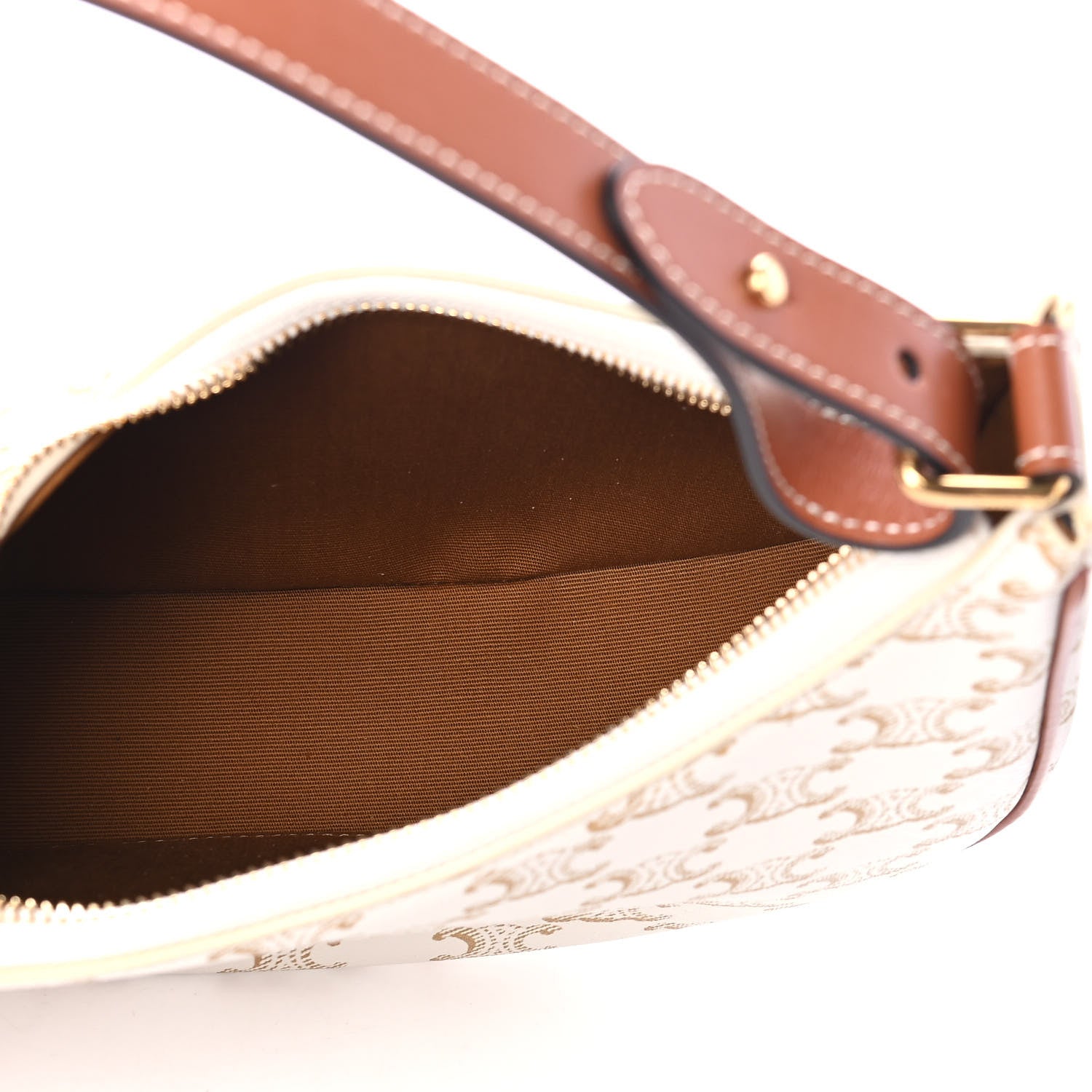 Celine Canvas Calfskin Ava Triomphe Shoulder Bag White 4 of 4