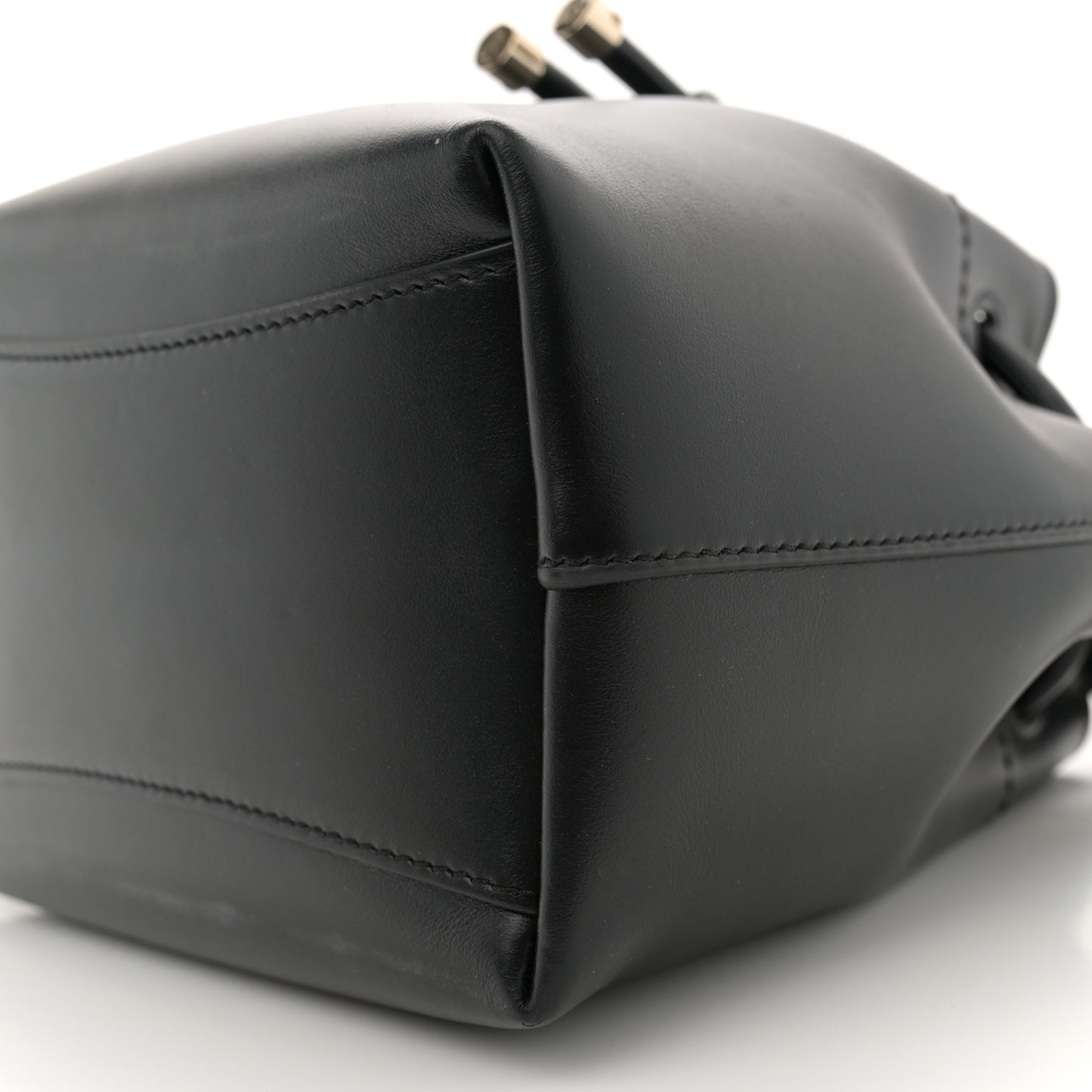 Smooth Shiny Calfskin Bon Bon Bucket Bag Black