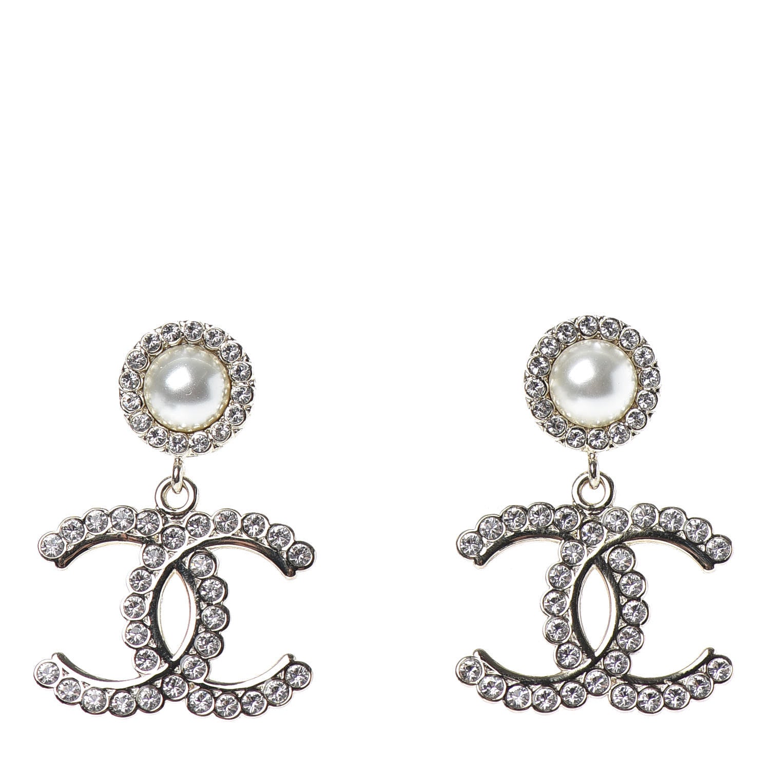 Chanel Crystal Pearl Bow-tiful CC Drop Earrings Gold 1 of 4