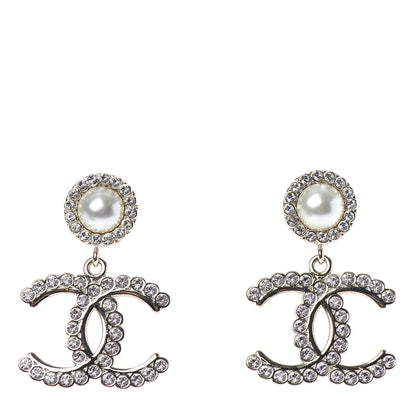 Chanel Crystal Pearl Bow-tiful CC Drop Earrings Gold 1 of 4