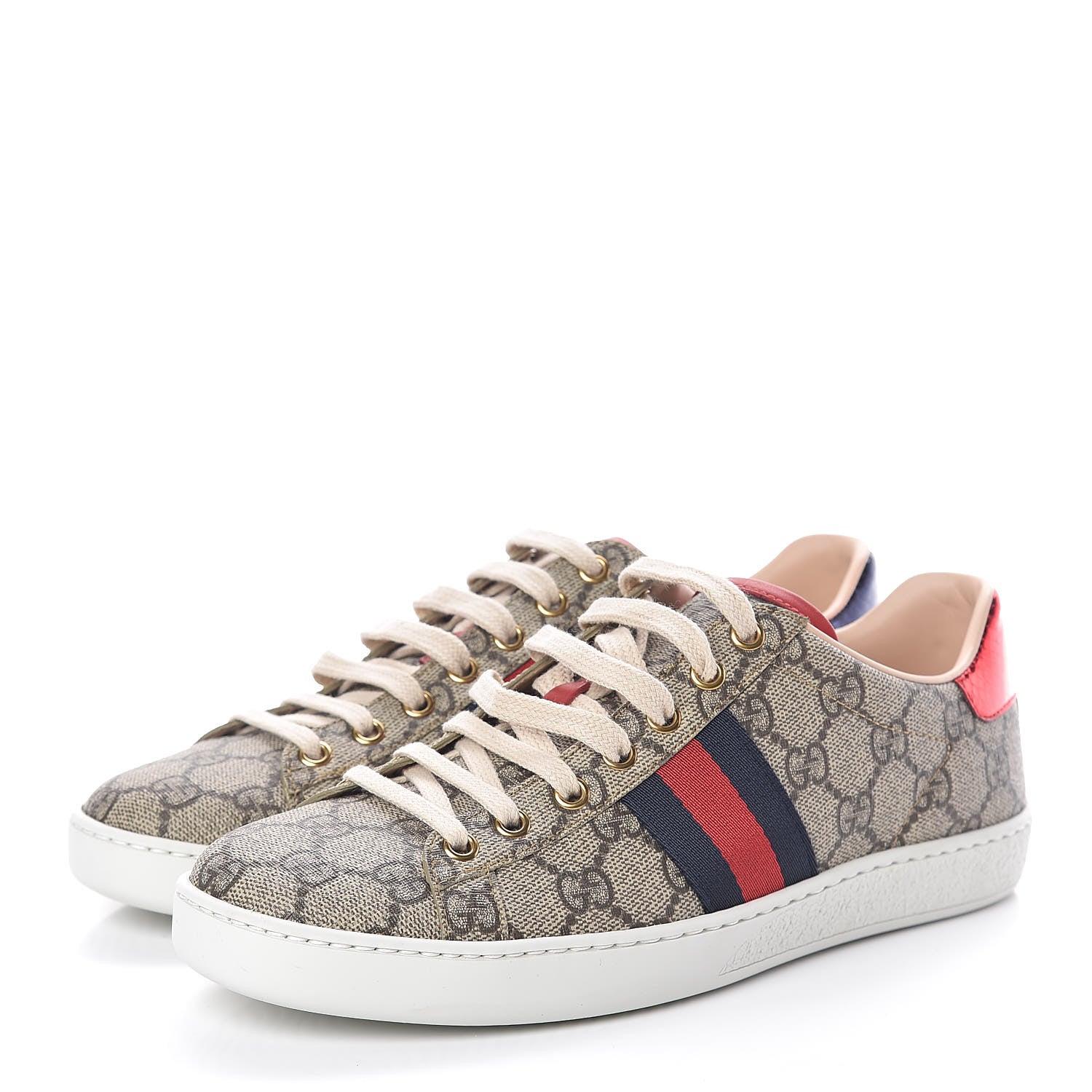 Gucci GG Supreme Monogram Womens Ace Low-Top Sneaker 37.5 Beige 3 of 9